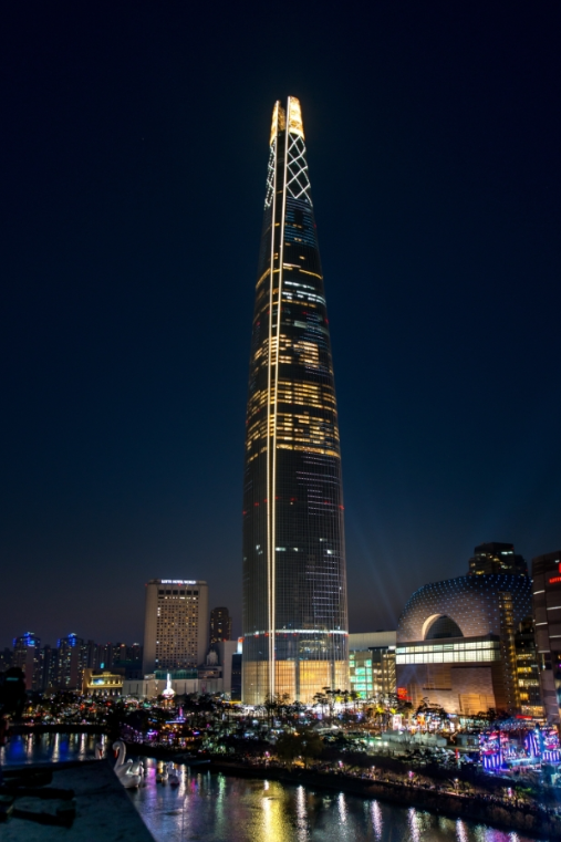 Seoul Sky rebar coupler project at night