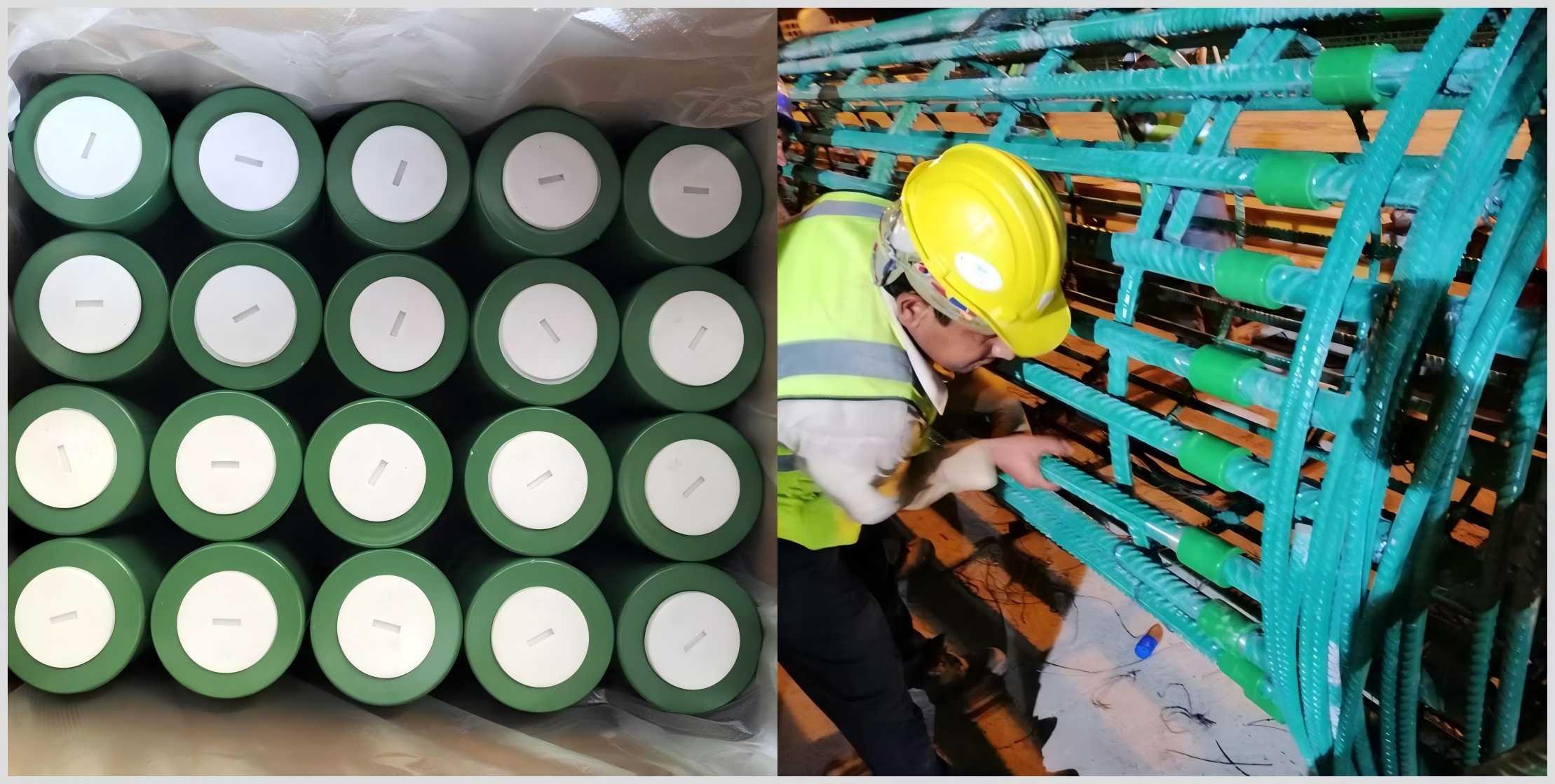 Bulk of Epoxy Parallel Thread Rebar Coupler and Progect case.png